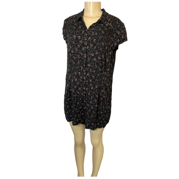 Free People Romper Women's Medium Debby Dot Black Floral Hippie Boho Cottage - Picture 2 of 9